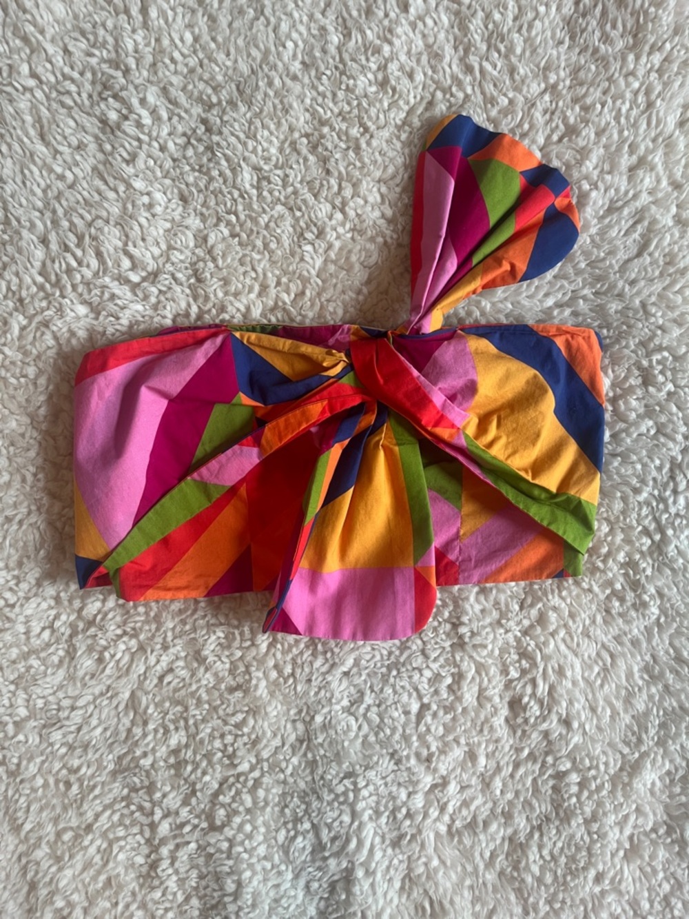 Farm Rio X Anthropologie Strapless Blouse One-Shoulder Bow Crop Top - Small